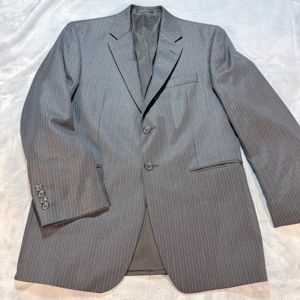 Ralph Lauren Pinstripe Wool Blazer Men Classic Fit Business Casual Gray 40r